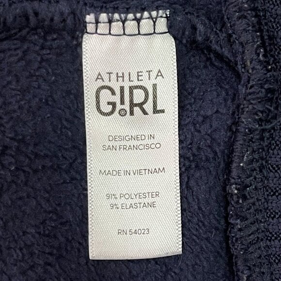 Athleta Kid's Girl's Navy Blue Crewneck Velvet Sweatshirt Size Medium (8-10) - Picture 5 of 7